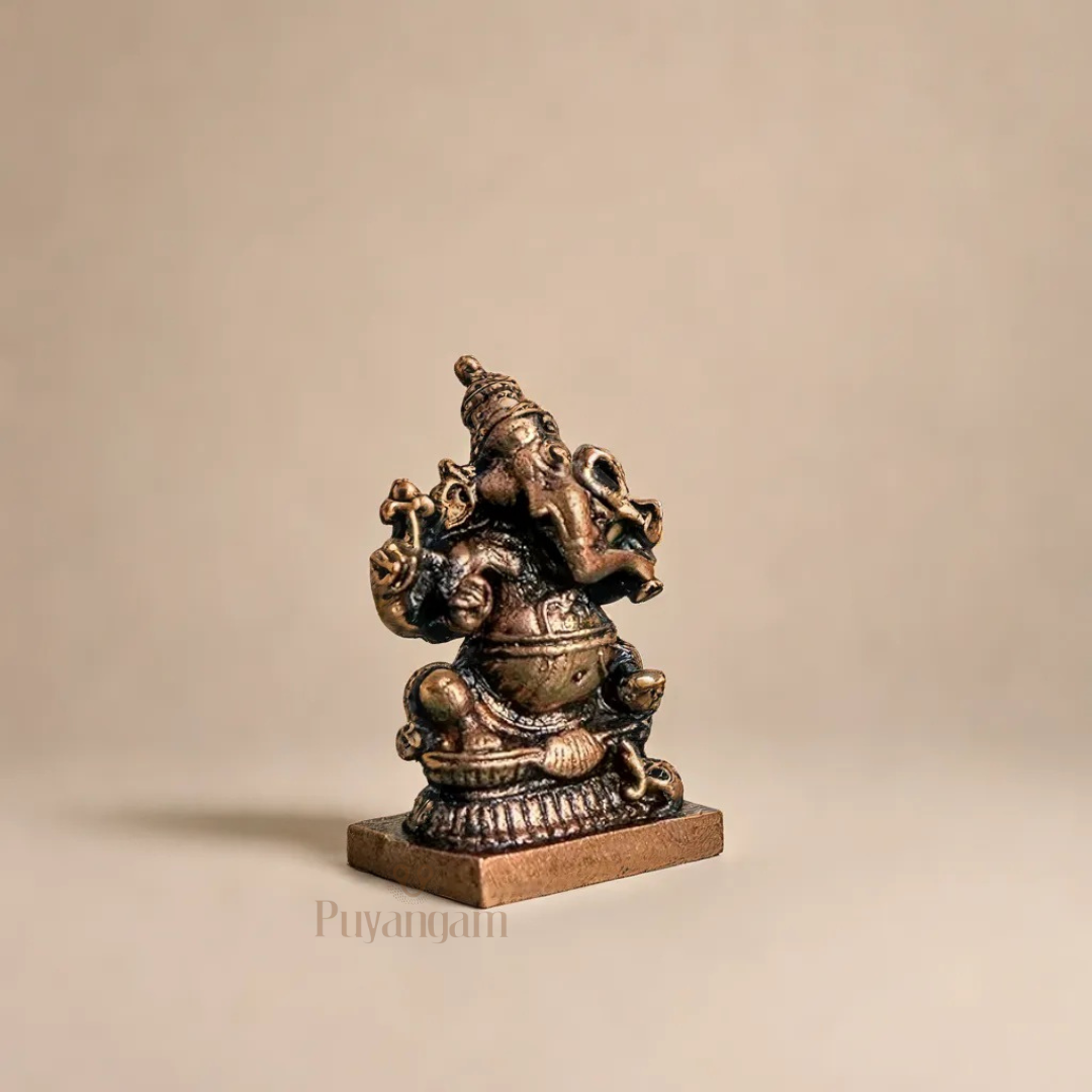 Antique Copper Ganesh Idol 2 Inch