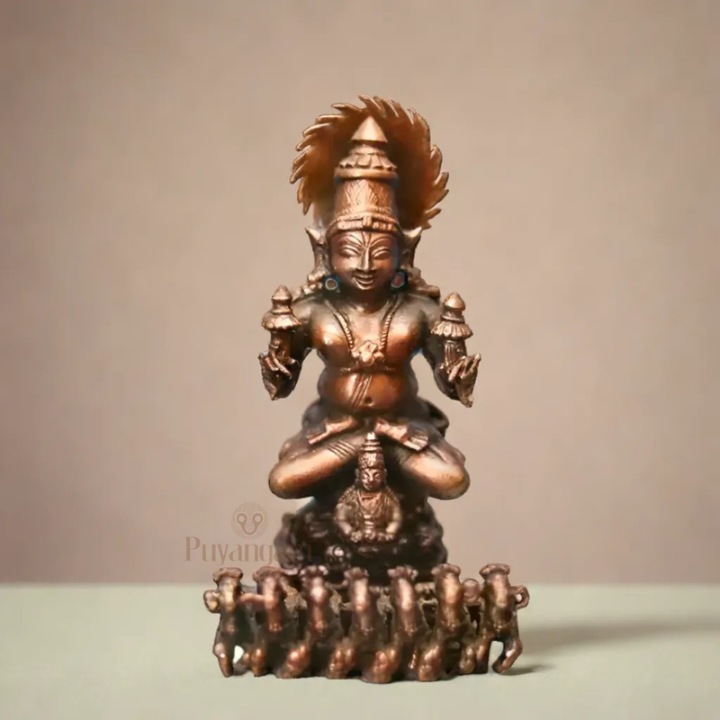 Antique Copper Surya Bhagavan Idol 3.5 Inch