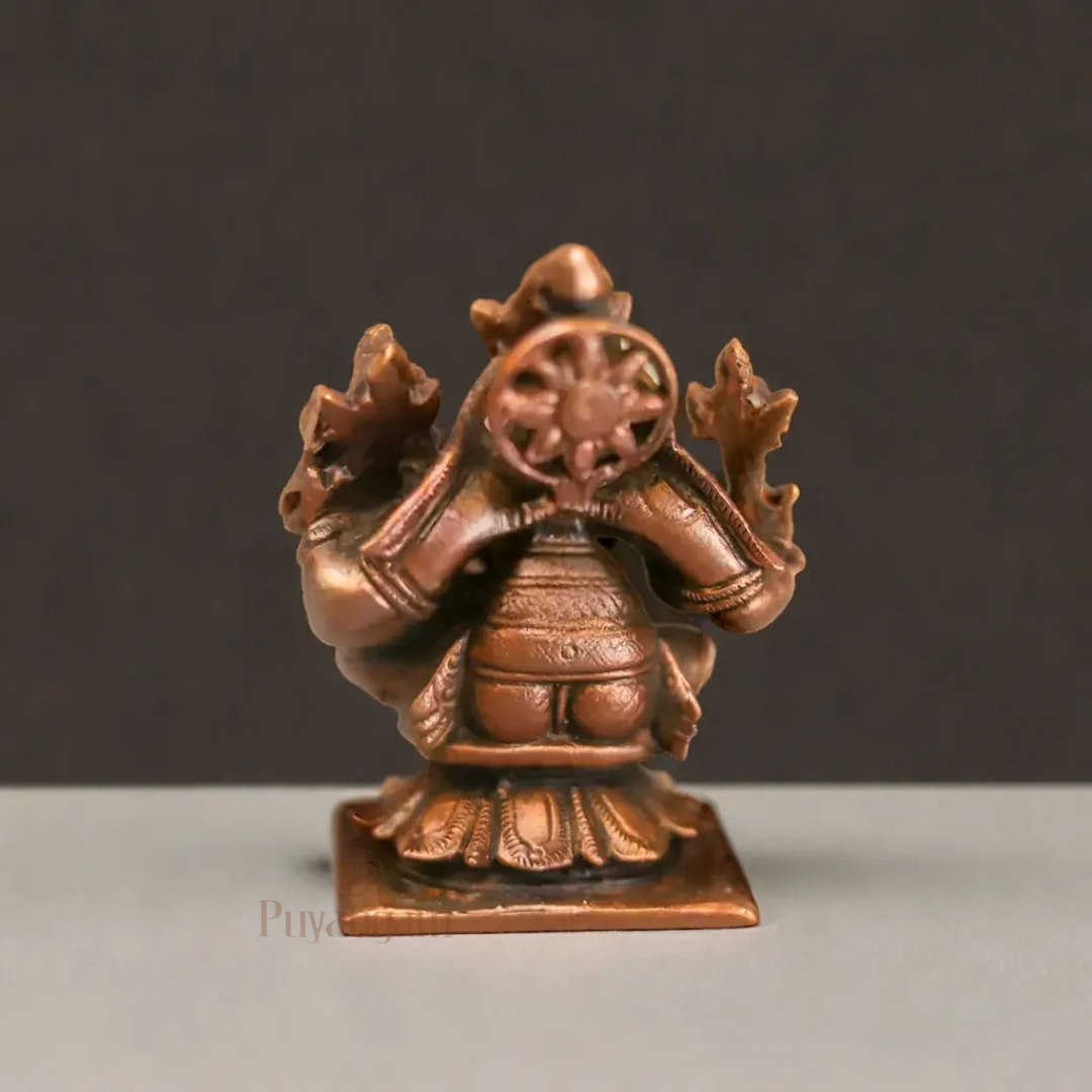 Antique Copper Hayagreeva Lakshmi Idol 2.75 Inch