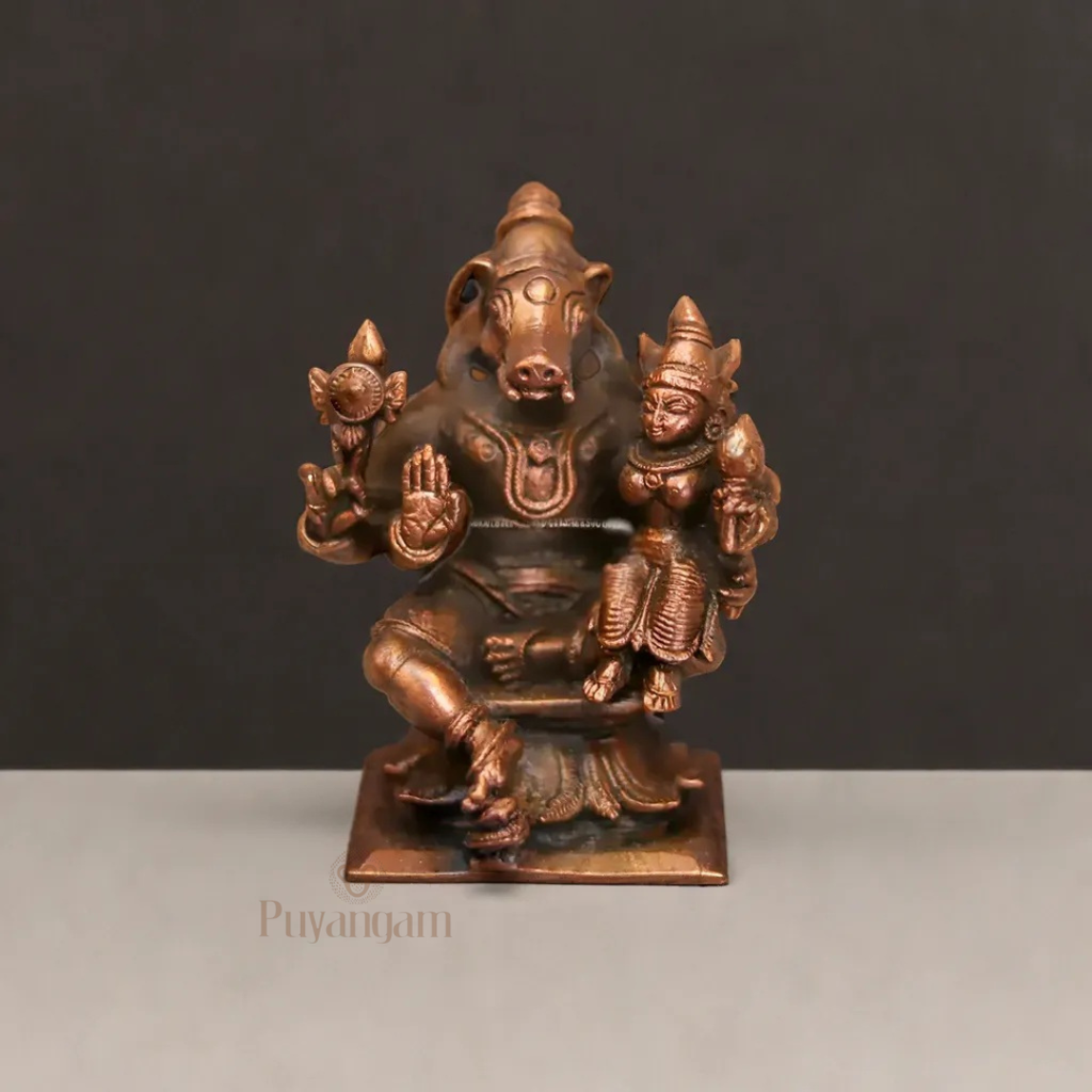 Antique Copper Hayagreeva Lakshmi Idol 2.75 Inch