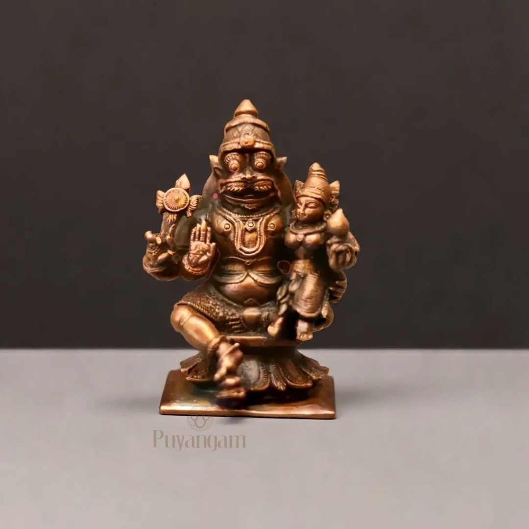 Antique Copper Lakshmi Narasimha Idol 2.75 Inch