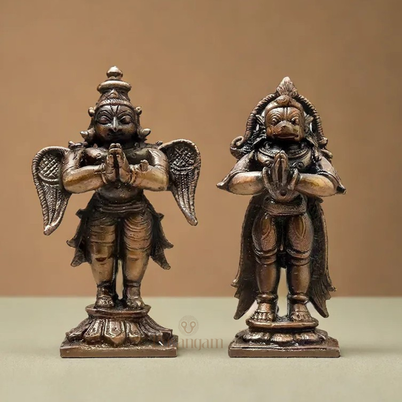 Antique Copper Garuda Hanuman Idol 2.5 Inch