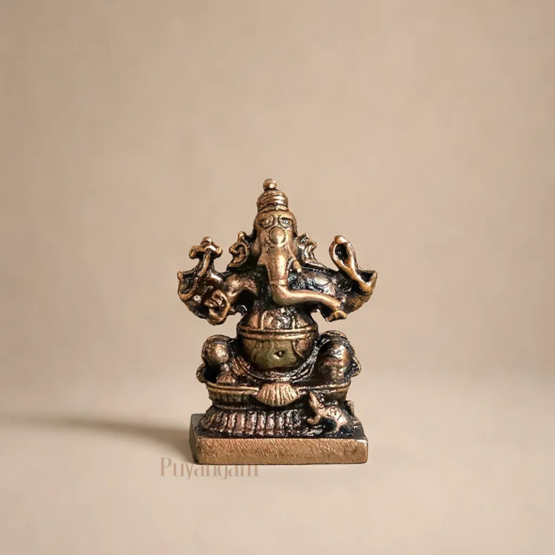 Antique Copper Ganesh Idol 2 Inch