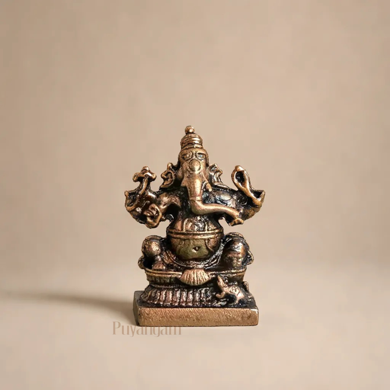 Antique Copper Ganesh Idol 2 Inch